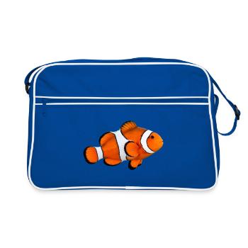 Realistisches Clownfisch-T-Shirt – Pazifik-Vibe - Retro Tasche - Blau/Weiß - Vorne