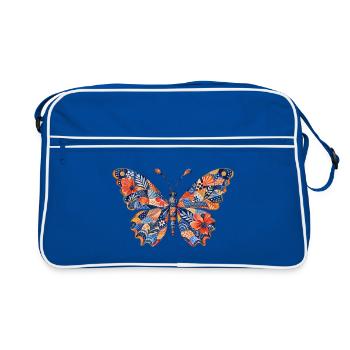 Patchwork Schmetterling Muster - Retro Tasche - Blau/Weiß - Vorne