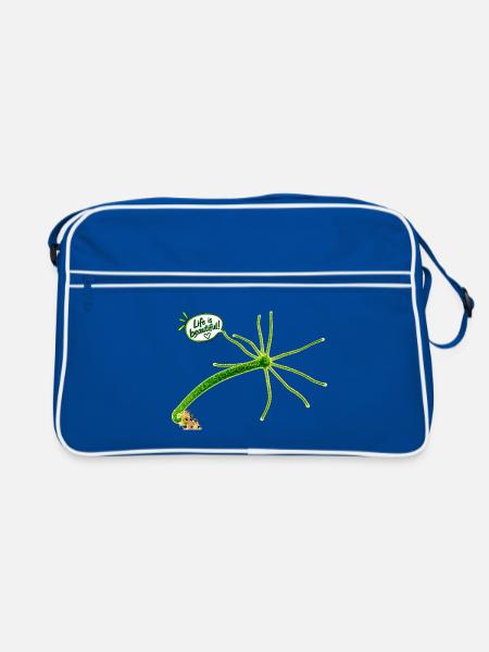 "Life is beautiful" - Retro Tasche - Blau/Weiß