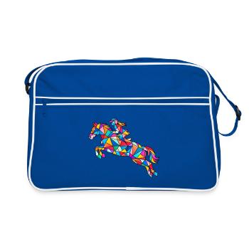 Reiten Pferd Reiterin - Retro Tasche - Blau/Weiß - Vorne