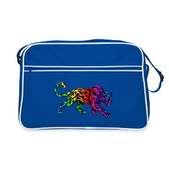 Stammes-Regenbogenpanther - Retro Tasche - Blau/Weiß - Vorne