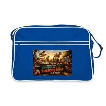 Genie zu Idiot: Beach Line - Retro Tasche - Blau/Weiß - Vorne