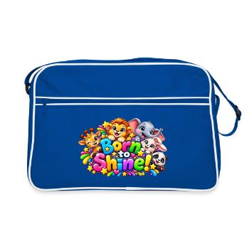 Born_to_Shine_Animal_Sticker - Retro Tasche - Blau/Weiß - Vorne