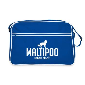 Maltipoo what else Hundespruch Hunde - Retro Tasche - Blau/Weiß - Vorne