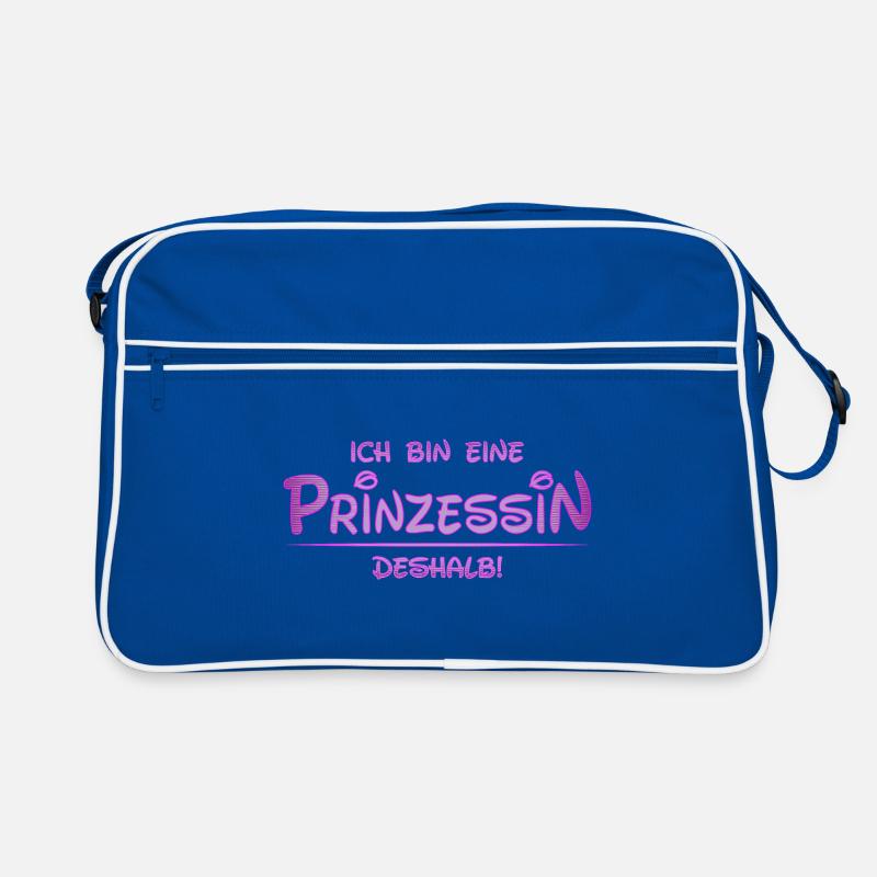 Ich bin eine Prinzessin, deshalb | Prinzessinshirt - Retro Tasche - Blau/Weiß