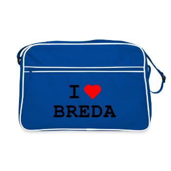 I love Breda - Ich liebe Breda - Retro Tasche - Blau/Weiß - Vorne