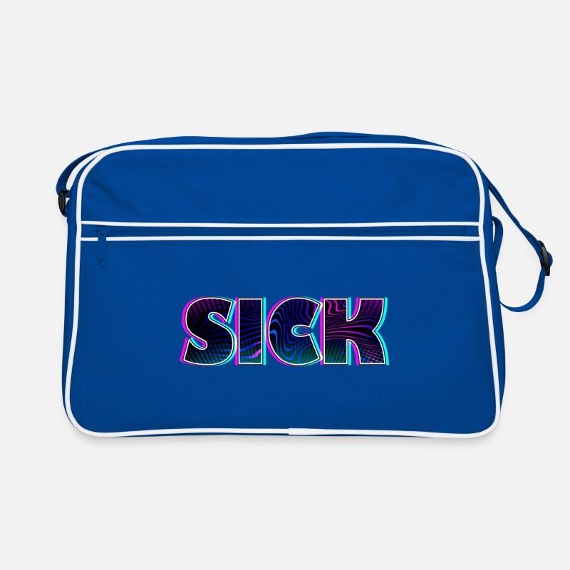 Sick sick SICK | Krankes Krank Design - Retro Tasche - Blau/Weiß