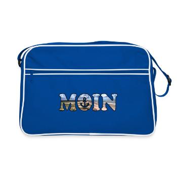 Moin est dit dans le nord de l'Allemagne - Sac Retro - bleu/blanc - Devant