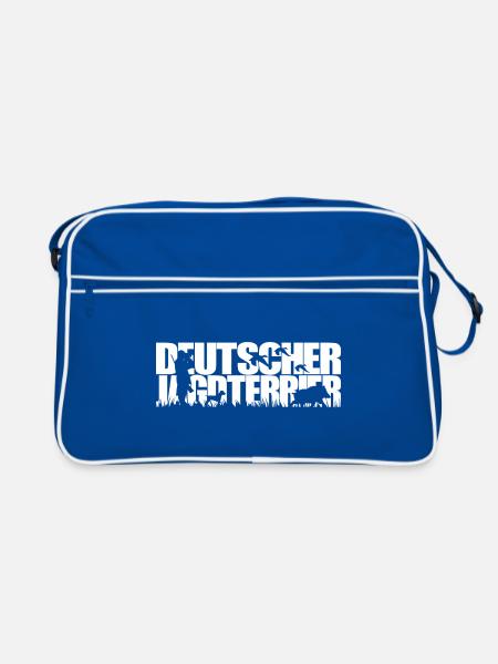 DEUTSCHER JAGDTERRIER Jagdhunde Jagdhund Wilsigns - Retro Tasche - Blau/Weiß - Vorne