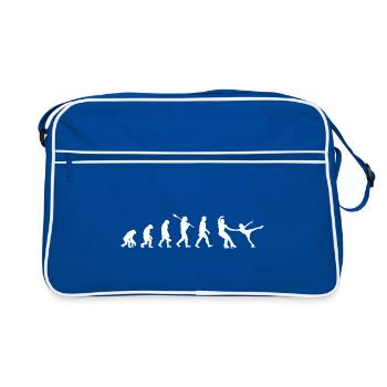Eiskunstläufer - Evolution des Menschen / Darwin - Retro Tasche - Blau/Weiß - Vorne