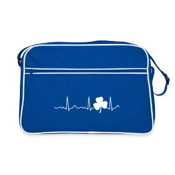 Cloverleaf - battement de cœur, pouls, ligne cardiaque, ECG - Sac Retro - bleu/blanc - Devant