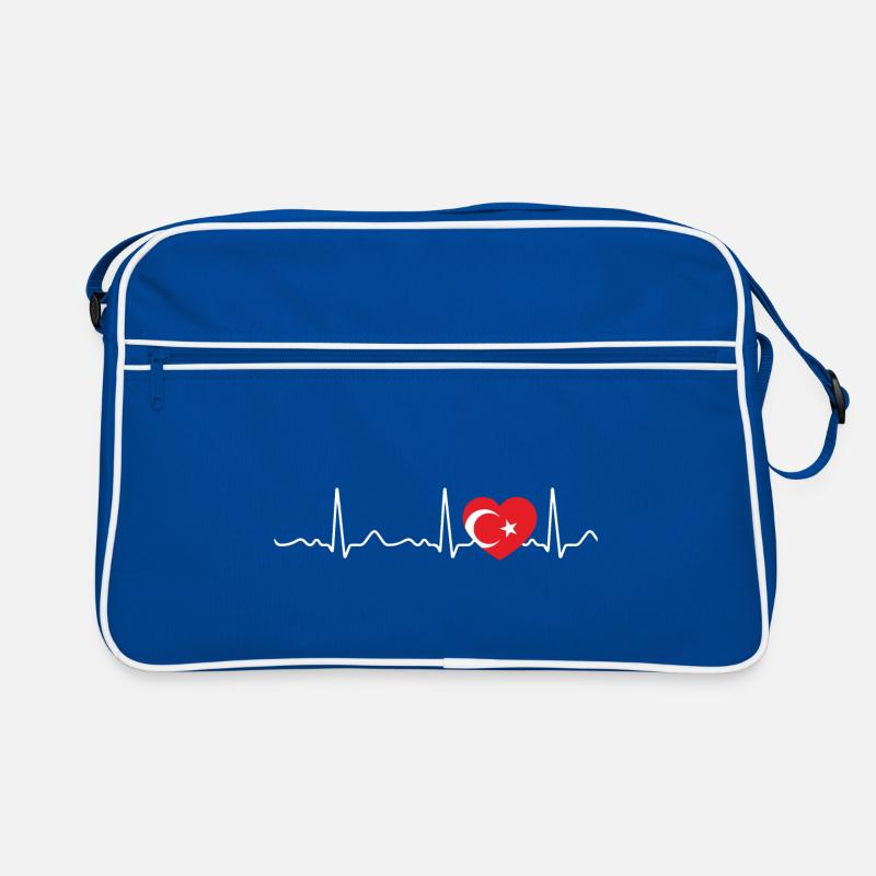 Turkey - heartbeat, pulse, heart line, ECG, red Retro Bag