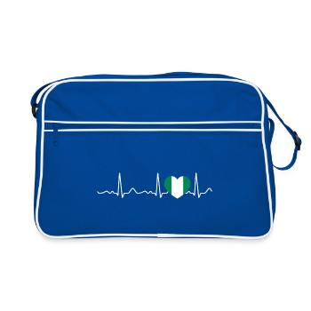 Nigeria - heartbeat, pulse, heart line, ECG - Retro Bag - blue/white - Front