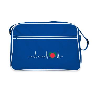 Bangladesh - heartbeat, pulse, heart line, ECG - Retro Bag - blue/white - Front