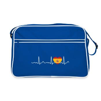Espagne - Rythme cardiaque, pouls, ligne cardiaque, ECG - Sac Retro - bleu/blanc - Devant
