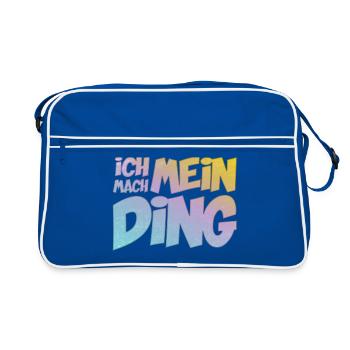 Ich mach mein Ding | Motivation Optimist - Retro Tasche - Blau/Weiß - Vorne