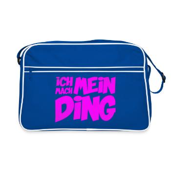 Ich mach mein Ding | Motivation Optimist - Retro Tasche - Blau/Weiß - Vorne