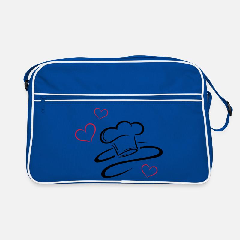 Cuisinier, logo, chapeau de chef avec trois coeurs Sac Retro