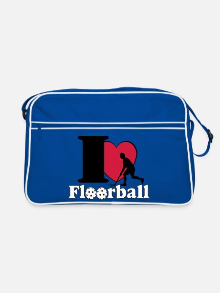 Floorball , Unihockey , Hockey , Fun I love.. - Retro Tasche - Blau/Weiß - Vorne