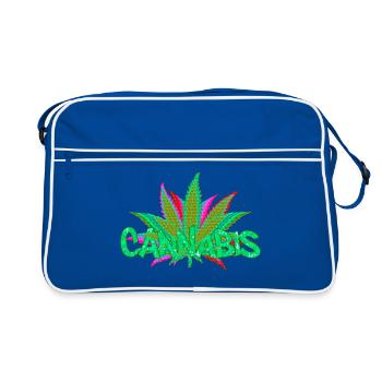 Cannabis Weed THC CBD Anbau - Geschenkidee - Retro Tasche - Blau/Weiß - Vorne