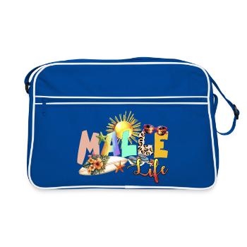 Vie à la plage Ambiance estivale - Sac Retro - bleu/blanc - Devant