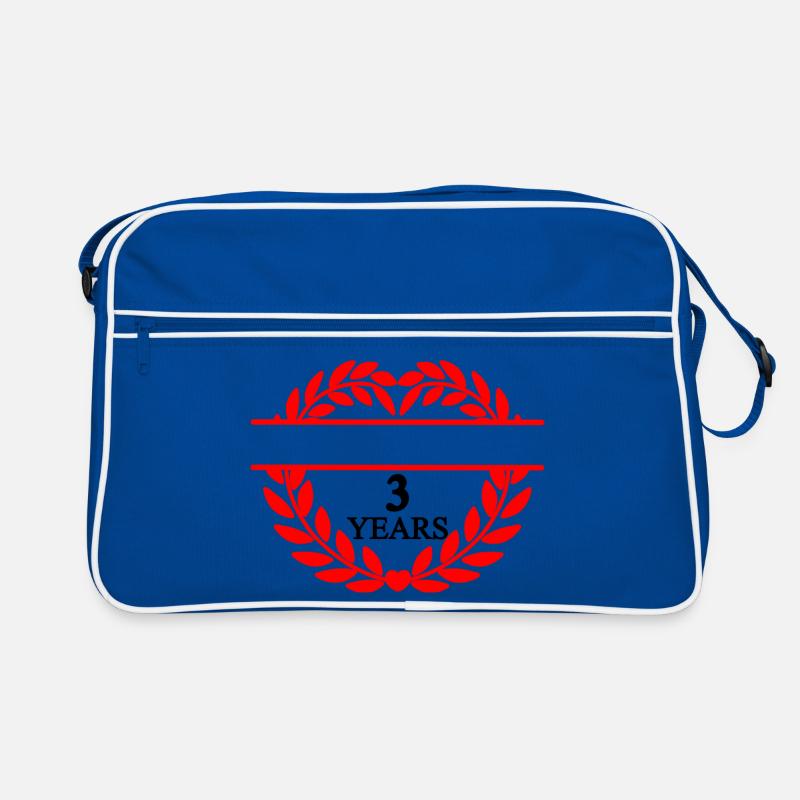 Bannière nominative trois ans, couronne de laurier en forme de cœur Sac Retro