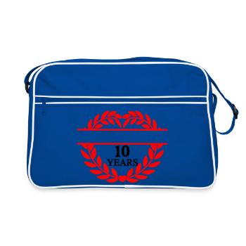 Name banner ten years, heart laurel wreath - Retro Bag - blue/white - Front