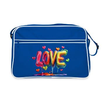 Bunte Love-Ballon Schrift - Retro Tasche - Blau/Weiß - Vorne