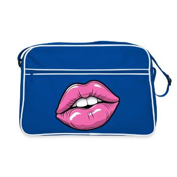 Pop Art Lips in Pink Glow - Retro Bag - blue/white - Front