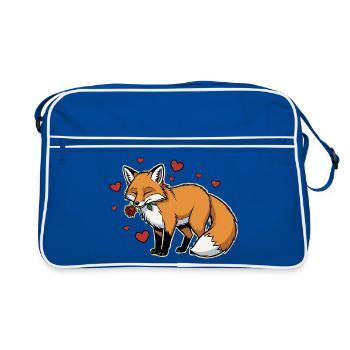 Romantischer Fuchs mit Rose - Retro Tasche - Blau/Weiß - Vorne