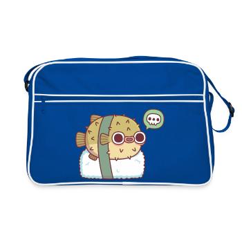 Cute Pufferfish Sushi Letting You Know Its Toxic - Retro Bag - blue/white - Front