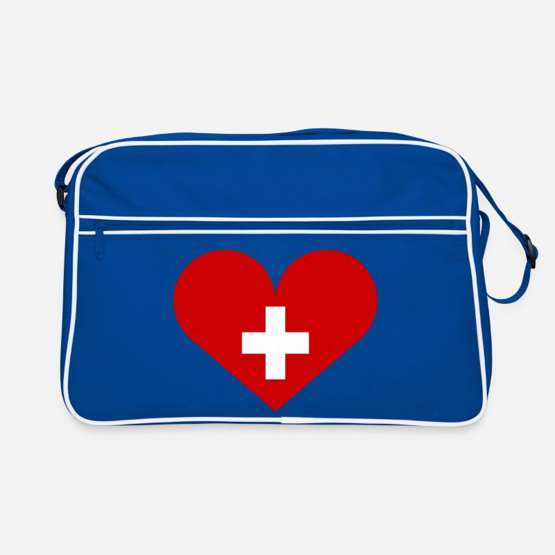 Drapeau suisse avec cœur Sac Retro