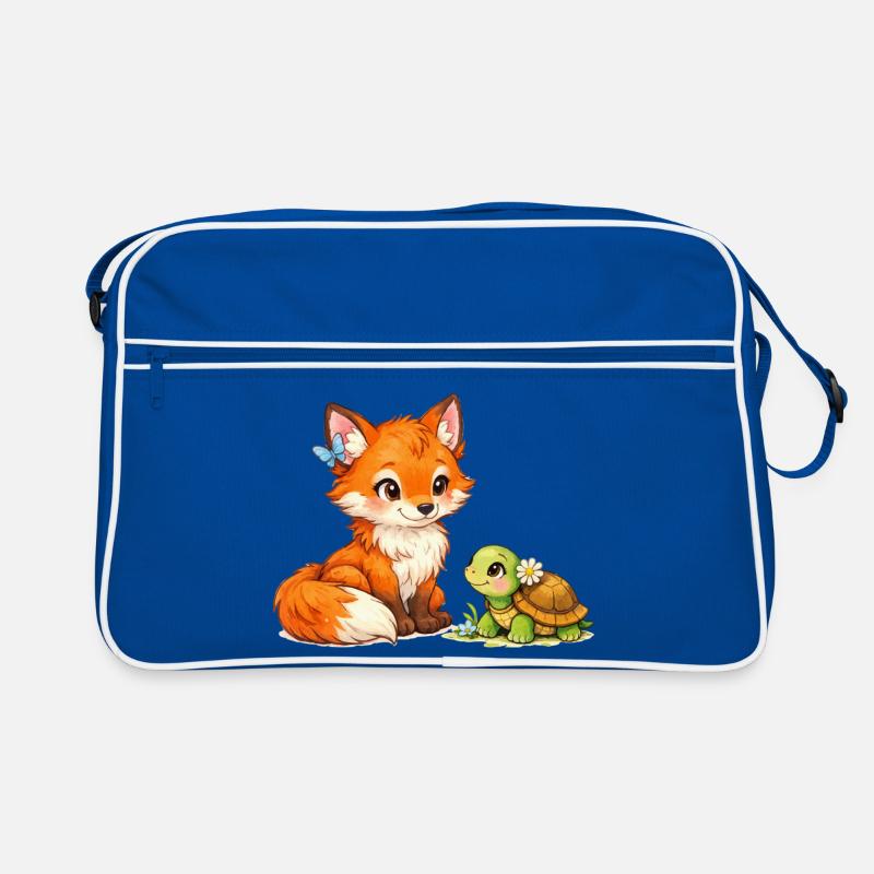 Fuchs und eine niedliche Schildkröte Retro Tasche