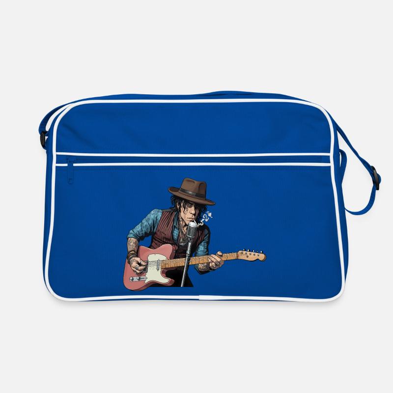Bluesrock Sänger mit E-Gitarre Retro Tasche