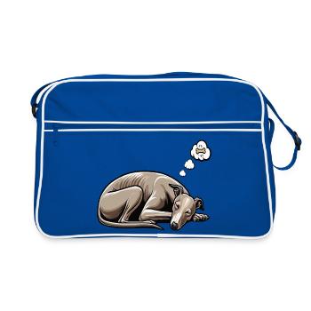 Whippet Greyhound Whippets Propriétaire de lévrier - Sac Retro - bleu/blanc - Devant