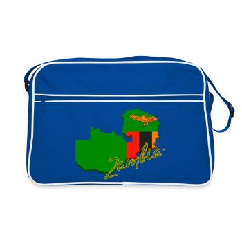 Carte avec le drapeau de la Zambie, j’adore la Zambie - Sac Retro - bleu/blanc - Devant