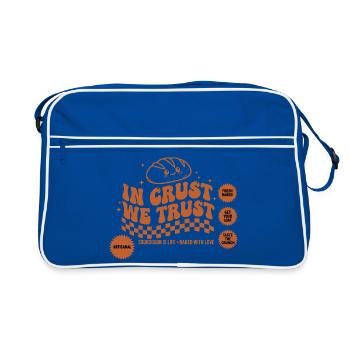 Sauerteig in der Kruste vertrauen wir der Brotbackzeit. - Retro Tasche - Blau/Weiß - Vorne