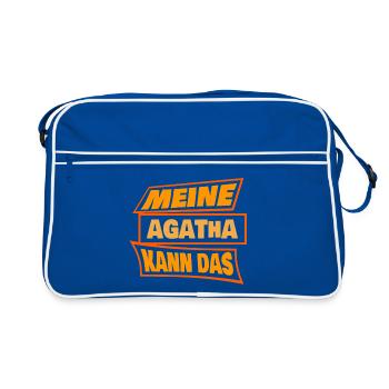 Sprueche Agatha - Retro Tasche - Blau/Weiß - Vorne