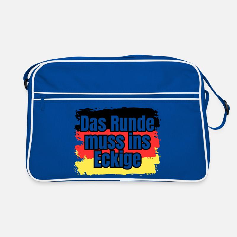 Das Runde muss ins Eckige - Spruch Retro Tasche