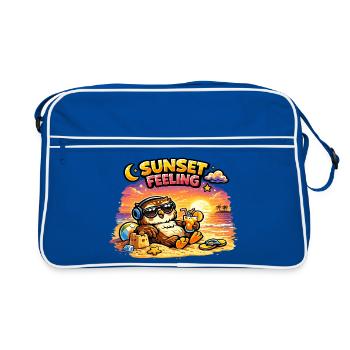 Escapade de la chouette au coucher du soleil - Sac Retro - bleu/blanc - Devant