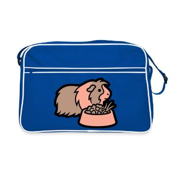 Mains de cochon d’Inde nourrissant un rongeur domestique. - Sac Retro - bleu/blanc - Devant