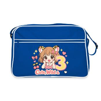 Cute Wild & 3 Leopard Girl Theme - Retro Tasche - Blau/Weiß - Vorne
