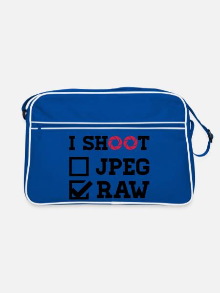 I Shoot – Fotografie Kamera Fotograf - Retro Tasche - Blau/Weiß