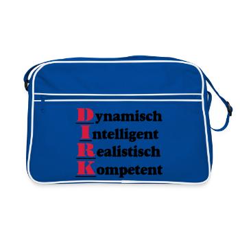 Dirk,Vorname,Namensschild,Name,Fun Shirt (25) - Retro Tasche - Blau/Weiß - Vorne