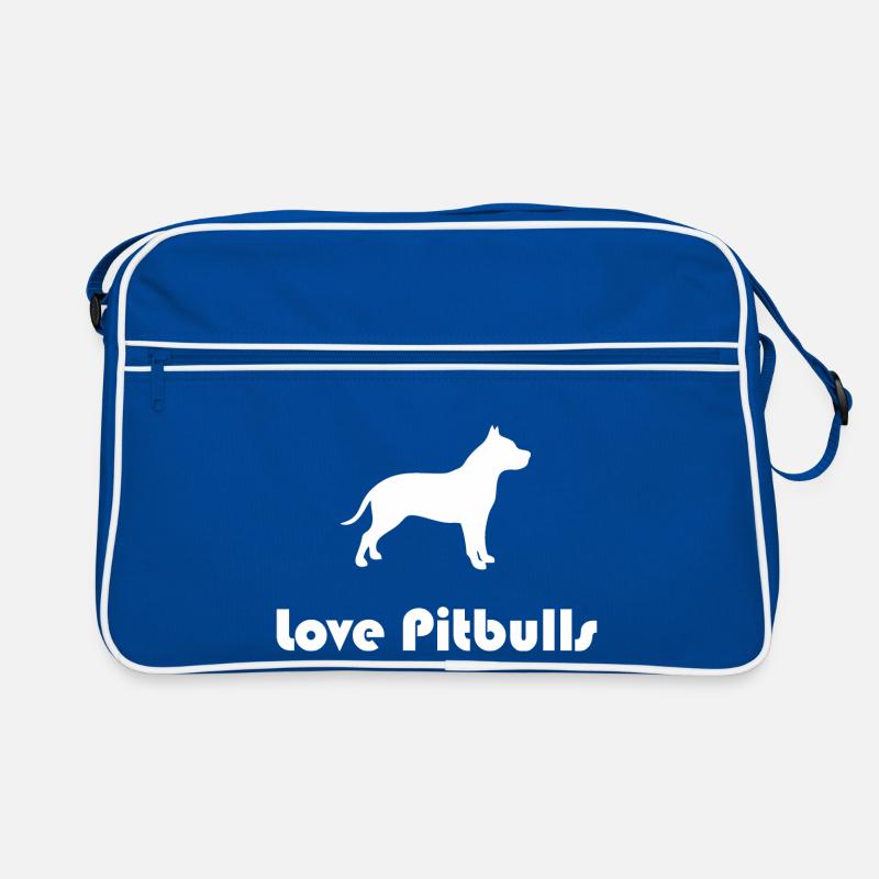 love pitbulls - Retro Tasche - Blau/Weiß