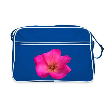 Rose fuschia hyperréaliste dessinée main au feutre - Sac Retro - bleu/blanc - Devant