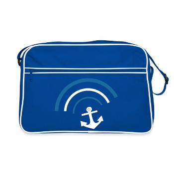 Anker Norddeutschland Seemann Matrose Kapitän - Retro Tasche - Blau/Weiß - Vorne