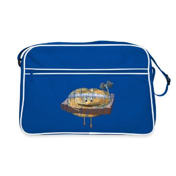 Leberkas Semmerl – Lustige Illustration - Retro Tasche - Blau/Weiß - Vorne