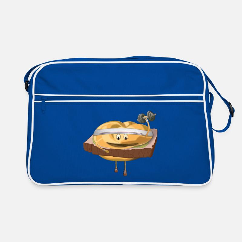 Leberkas Semmerl – Cartoon Kultessen - Retro Tasche - Blau/Weiß