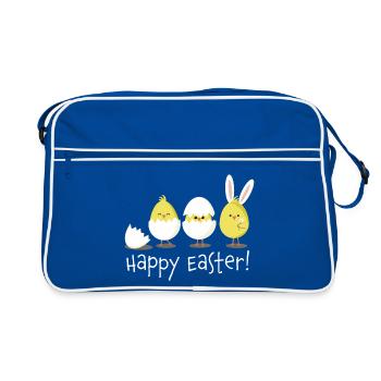 Happy Easter Chick Egg Easter Egg - Retro Bag - blue/white - Front
